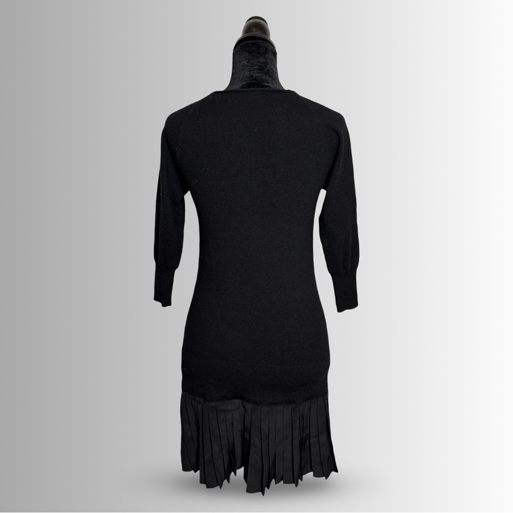 Shoshanna Black 3/4 Sleeve Sweater Dress, 100% Wool, Pleated Skirt, Size Small - Picture 6 of 9